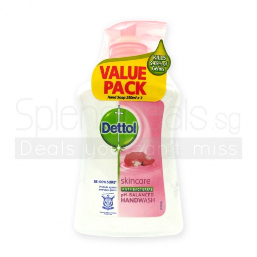 Dettol Hand Wash - Skin Care Anti Bacterial pH Balanced 250ml x 3