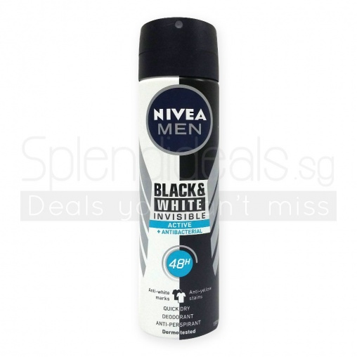Nivea MEN Deodorant Spray - Invisible Black White Active Antibacterial 150ml