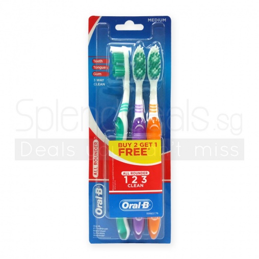Oral-B Toothbrush - All Rounder 123 3-Way Clean - Medium 3s